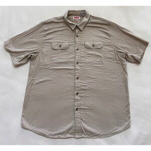 Wrangler Men's Beige Short Sleeve Button Up Work Shirt Size XL